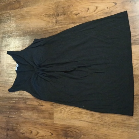 James Perse Los Angeles Black Gathered V Neck Tank Dress GGG - Picture 1 of 5